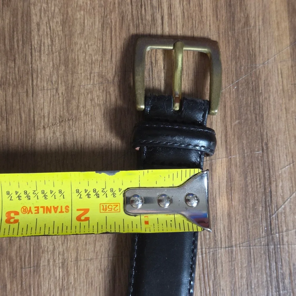 Coach Polished Cowhide Leather Belt 36 Handcrafted Solid Brass Buckle Minimalist